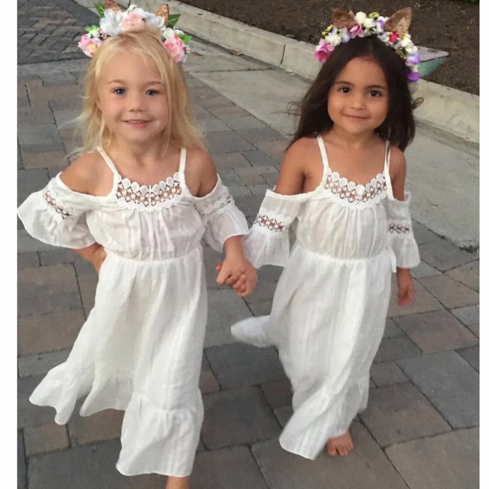 White girls dress with cold shoulder sleeve